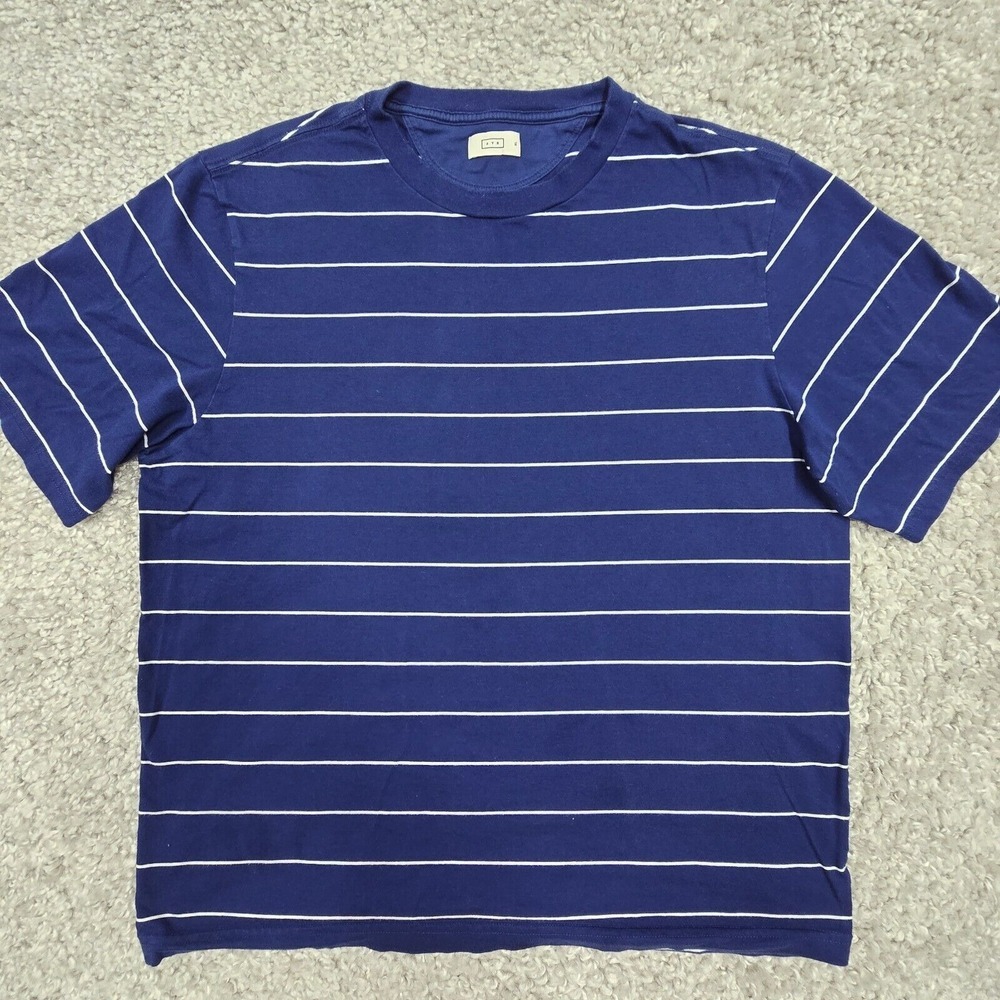 AYR Mens Pima Cotton Striped Short Sleeve Shirt Blue Size XL‎ Classic Casual